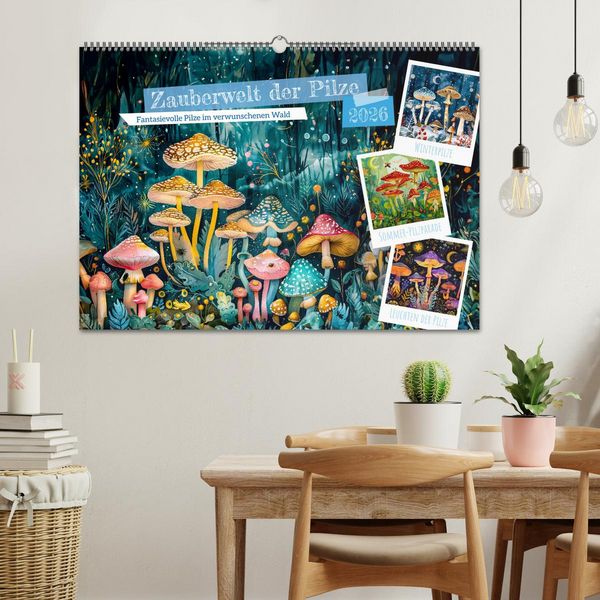 Produktbild: Zauberwelt der Pilze - Fantasievolle Pilze im verwunschenen Wald (Wandkalender 2026 DIN A2 quer), CALVENDO Monatskalender