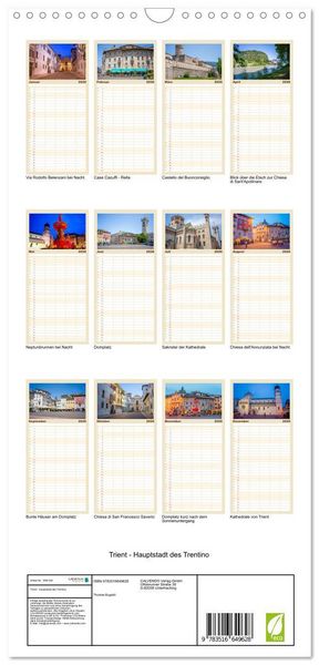 Produktbild: Familienplaner 2026 - Trient - Hauptstadt des Trentino mit 5 Spalten (Wandkalender, 21 x 45 cm) CALVENDO