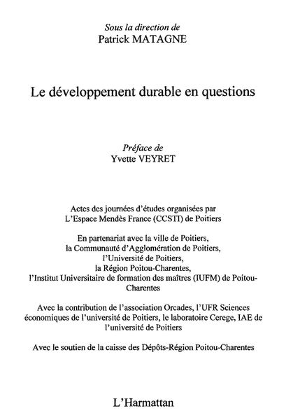 Produktbild: Developpement durable en questions Le