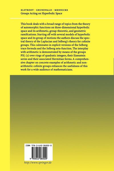 Produktbild: Groups Acting on Hyperbolic Space