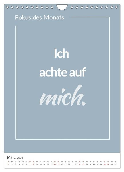 Produktbild: Achtsamkeitskalender: Mehr Achtsamkeit im Alltag mit dem Fokus des Monats (Wandkalender 2026 DIN A4 hoch), CALVENDO Monatskalender