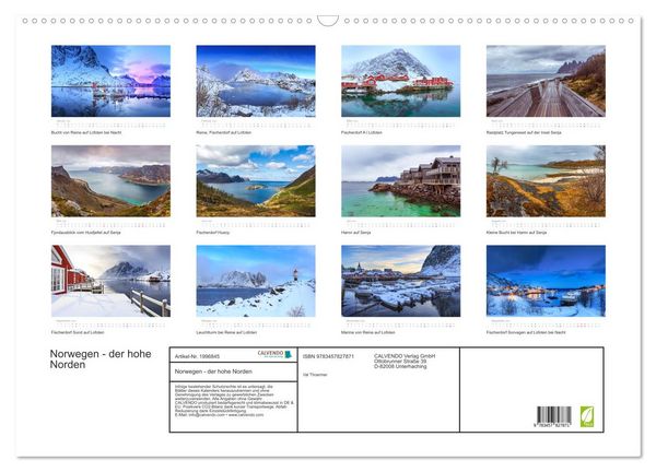 Produktbild: Norwegen - der hohe Norden (Wandkalender 2026 DIN A2 quer), CALVENDO Monatskalender