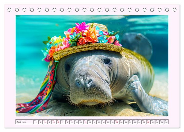 Produktbild: Modische Manatees. Charmante Seek&uuml;he mit Stil (Tischkalender 2026 DIN A5 quer), CALVENDO Monatskalender