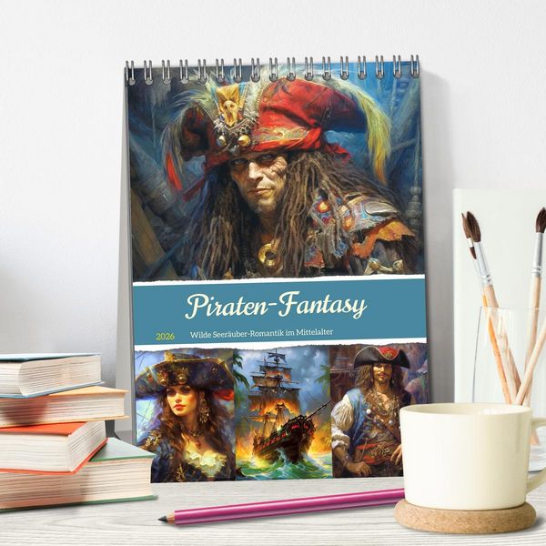 Produktbild: Piraten-Fantasy. Wilde Seer&auml;uber-Romantik im Mittelalter (Tischkalender 2026 DIN A5 hoch), CALVENDO Monatskalender