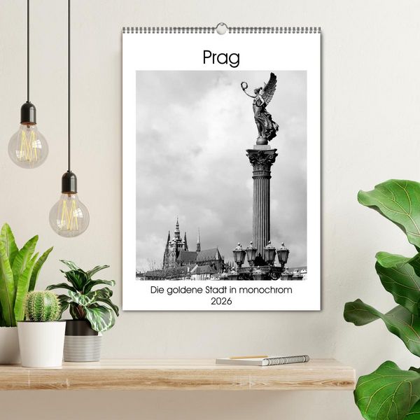 Produktbild: Prag - Die goldene Stadt in monochrom (Wandkalender 2026 DIN A2 hoch), CALVENDO Monatskalender
