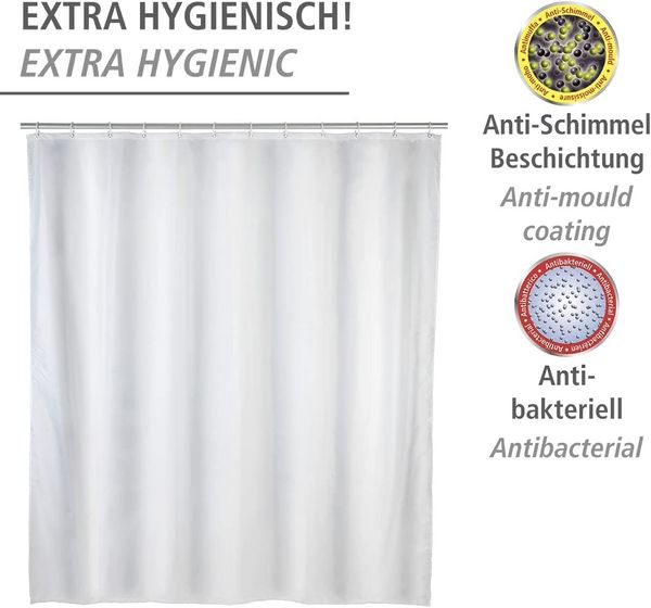 Produktbild: Anti-Schimmel Duschvorhang Uni White, Textil (Polyester), 120 x 200 cm, waschbar