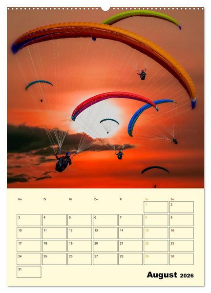 Produktbild: Paragliding - extrem aufregend (Wandkalender 2026 DIN A2 hoch), CALVENDO Monatskalender