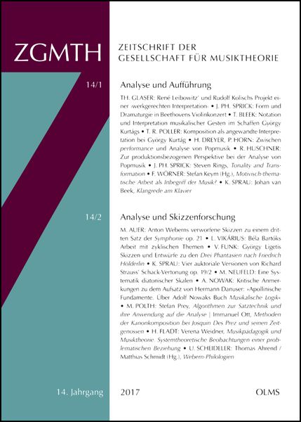 Produktbild: ZGMTH - Zeitschrift der Gesellschaft f&uuml;r Musiktheorie, 14. Jahrgang 2017