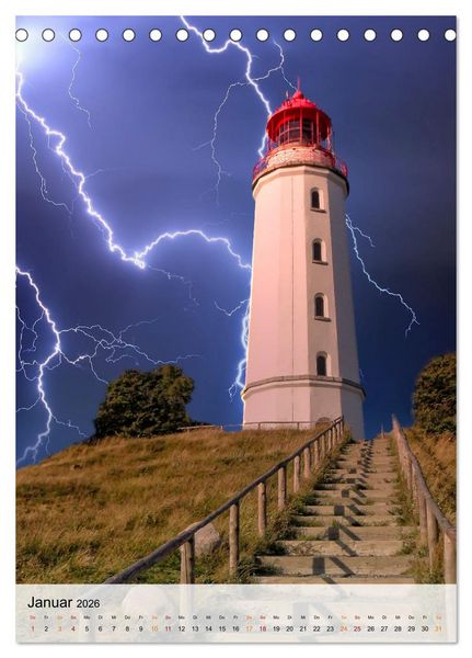 Produktbild: Leuchtt&uuml;rme im Gewitter (Tischkalender 2026 DIN A5 hoch), CALVENDO Monatskalender