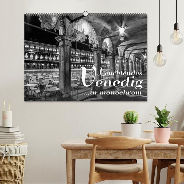 Produktbild: Leuchtendes Venedig &hellip;in monochrom (Wandkalender 2026 DIN A2 quer), CALVENDO Monatskalender