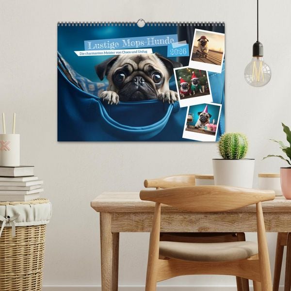 Produktbild: Lustige Mops-Hunde: Die charmanten Meister von Chaos und Unfug (Wandkalender 2026 DIN A3 quer), CALVENDO Monatskalender