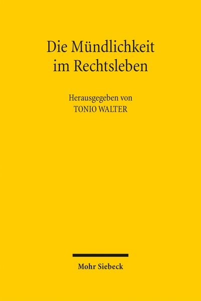 Produktbild: Die M&uuml;ndlichkeit im Rechtsleben