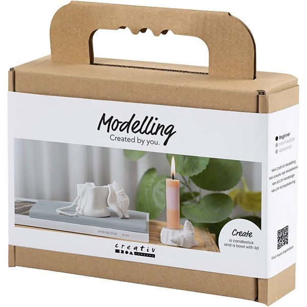 Produktbild: Creativ Company Mini Kreativ Set Modellieren, Kerzenhalter mit Muscheln, Creme