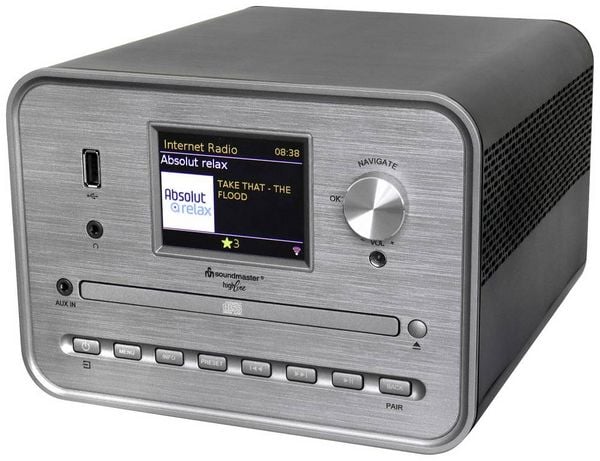 Produktbild: Soundmaster CD-Player Silber Internetradio, DAB+, WLAN, USB, Inkl. Lautsprechern