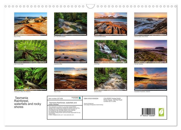 Produktbild: Tasmania Rainforest, waterfalls and rocky shores (Wall Calendar 2026 DIN A3 landscape), CALVENDO 12 Month Wall Calendar