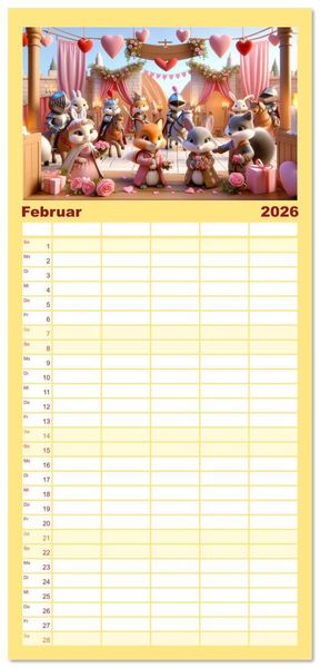 Produktbild: Familienplaner 2026 - Ritterliche Tierfreunde: Ein Jahr voller Spannung und Humor mit 5 Spalten (Wandkalender, 21 x 45 cm) CALVENDO