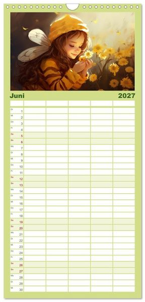 Produktbild: Familienplaner 2027 - Hallo! Ich bin die Honigbiene mit 5 Spalten (Wandkalender, 21 x 45 cm) CALVENDO