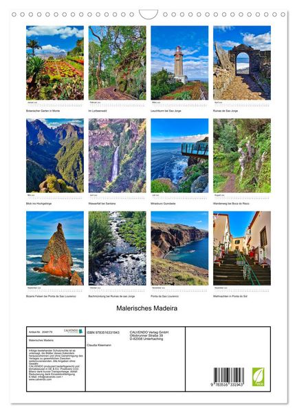 Produktbild: Malerisches Madeira (Wandkalender 2026 DIN A3 hoch), CALVENDO Monatskalender