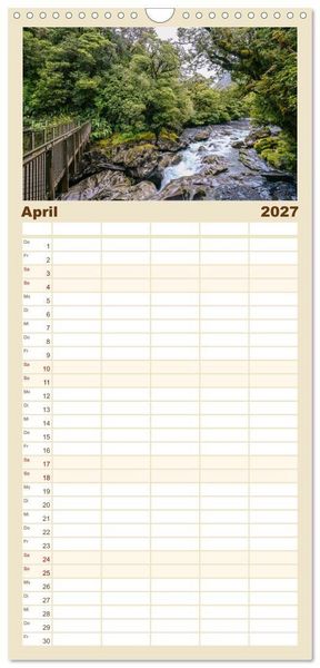 Produktbild: Familienplaner 2027 - Neuseeland - Landschaftstr&auml;ume mit 5 Spalten (Wandkalender, 21 x 45 cm) CALVENDO