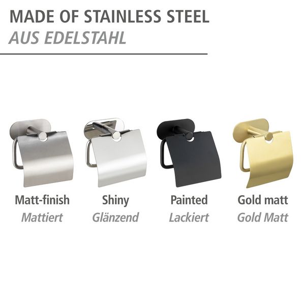 Produktbild: Turbo-Loc&reg; Toilettenpapierhalter mit Deckel Mod. Orea Gold Matt, Befestigen ohne bohren