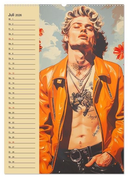 Produktbild: Verwegene Jungs. Pin-up-M&auml;nner im Stil der 50er Jahre (hochwertiger Premium Wandkalender 2026 DIN A2 hoch), Kunstdruck in Hochglanz