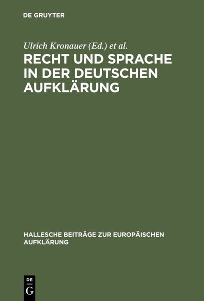 Produktbild: Recht und Sprache in der deutschen Aufkl&auml;rung