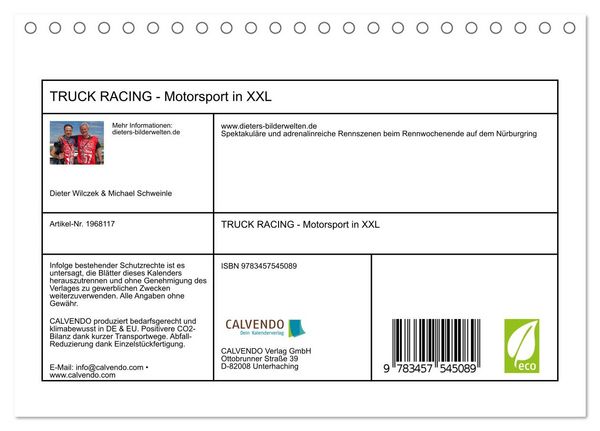 Produktbild: TRUCK RACING - Motorsport in XXL (Tischkalender 2026 DIN A5 quer), CALVENDO Monatskalender