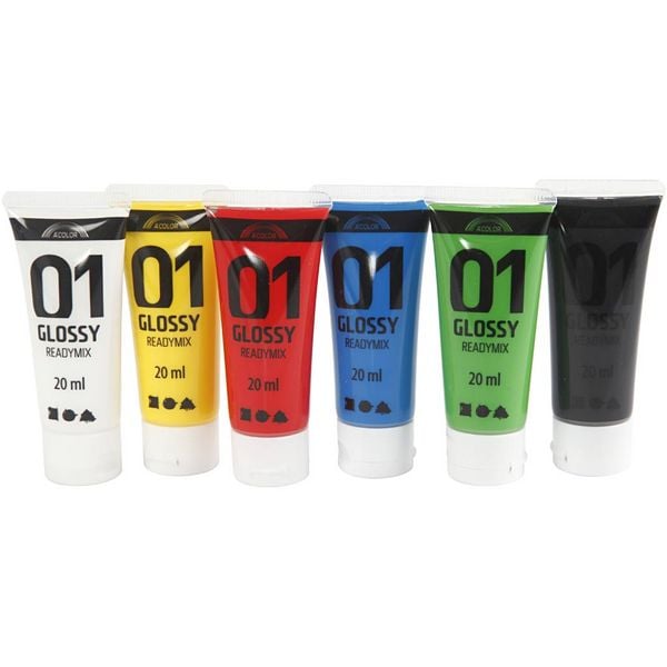 Produktbild: Creativ Company Acrylfarbe Gl&auml;nzend, Standard-Farben, 6x20 ml
