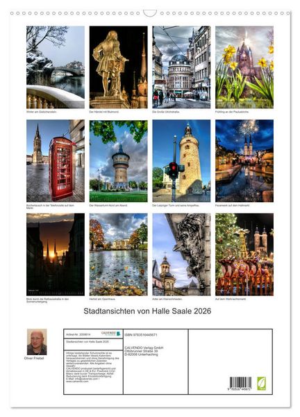 Produktbild: Stadtansichten von Halle Saale 2026 (Wandkalender 2026 DIN A2 hoch), CALVENDO Monatskalender