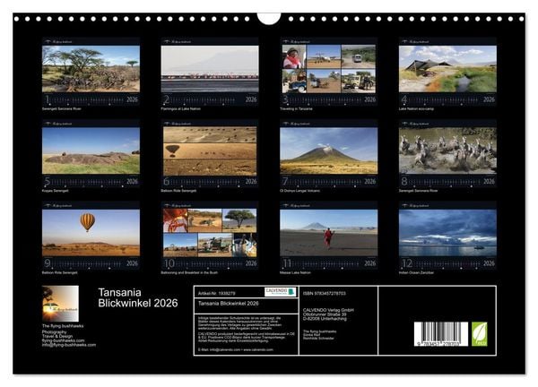 Produktbild: Tansania Blickwinkel 2026 (Wandkalender 2026 DIN A3 quer), CALVENDO Monatskalender