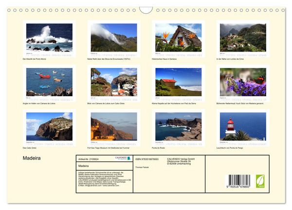 Produktbild: Madeira (Wandkalender 2026 DIN A3 quer), CALVENDO Monatskalender