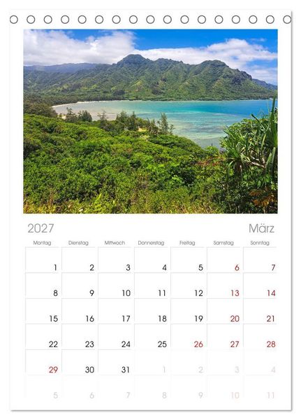 Produktbild: Tischplaner 2027 - Hawaii - Eindr&uuml;cke von Big Island, Kauai & Oahu (A5 Tischkalender zum Aufstellen) CALVENDO