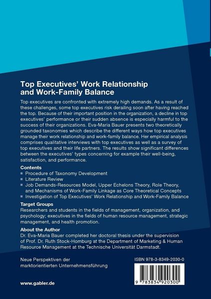 Produktbild: Top Executives&rsquo; Work Relationship and Work-Family Balance