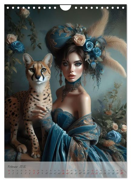 Produktbild: Eleganz der Exotik - Femme Fatale im Boh&egrave;me-Chic mit tierischen Begleitern (Wandkalender 2026 DIN A4 hoch), CALVENDO Monatskalender