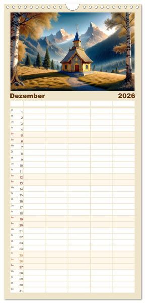 Produktbild: Familienplaner 2026 - Landschaft romantisch gesehen mit 5 Spalten (Wandkalender, 21 x 45 cm) CALVENDO