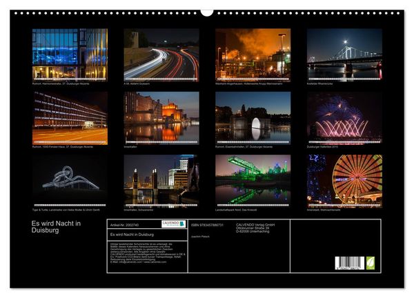 Produktbild: Es wird Nacht in Duisburg (Wandkalender 2026 DIN A2 quer), CALVENDO Monatskalender