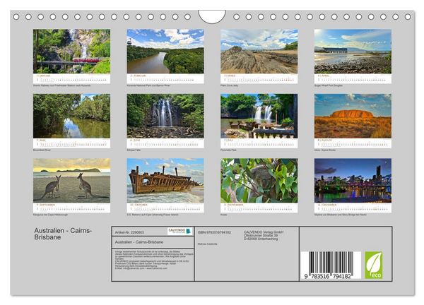 Produktbild: Australien - Cairns-Brisbane (Wandkalender 2027 DIN A4 quer), CALVENDO Monatskalender