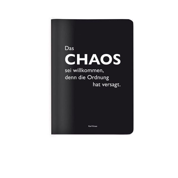 Produktbild: Heft A6 kariert, "Das Chaos sei wilkommen, denn die Ordnung hat versagt." (Karl Kraus)