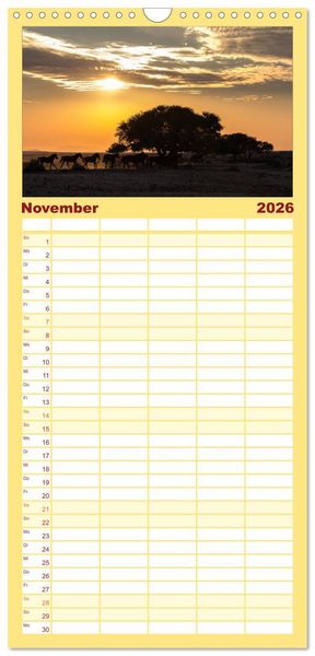 Produktbild: Familienplaner 2026 - Wildes Namibia mit 5 Spalten (Wandkalender, 21 x 45 cm) CALVENDO