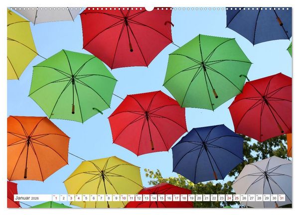 Produktbild: Umbrella Skies - Farbenfrohe Schirme (hochwertiger Premium Wandkalender 2026 DIN A2 quer), Kunstdruck in Hochglanz