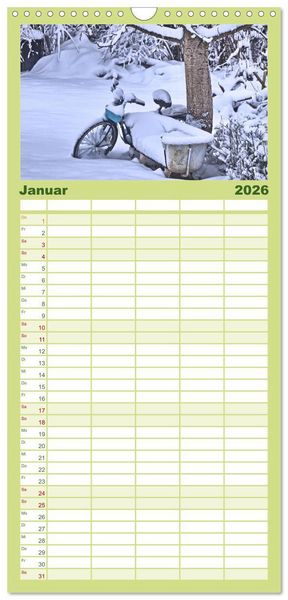 Produktbild: Familienplaner 2026 - Fahr mal wieder Fahrrad mit 5 Spalten (Wandkalender, 21 x 45 cm) CALVENDO