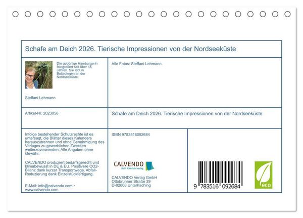 Produktbild: Schafe am Deich 2026. Tierische Impressionen von der Nordseek&uuml;ste (Tischkalender 2026 DIN A5 quer), CALVENDO Monatskalender