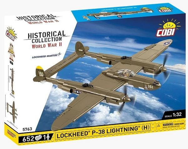 Produktbild: COBI Historical Collection 5763 - Lockheed P-38 Lightning (H), WWII, WWII, Bausatz 1:32, 650 Klemmbausteine/1 Figur