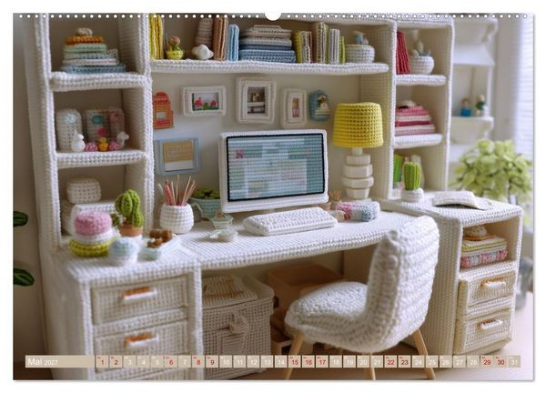 Produktbild: Amigurumi Wohnwelten. Textiles Interior Design mit Charme (hochwertiger Premium Wandkalender 2027 DIN A2 quer), Kunstdruck in Hochglanz