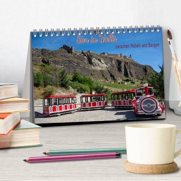 Produktbild: Sion im Wallis - zwischen Reben und Bergen (Tischkalender 2027 DIN A5 quer), CALVENDO Monatskalender