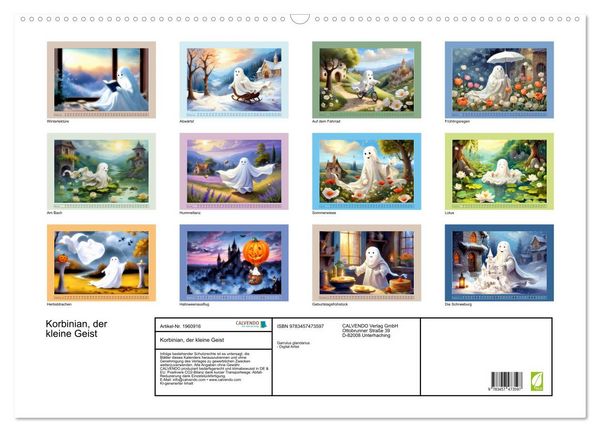 Produktbild: Korbinian, der kleine Geist (Wandkalender 2026 DIN A2 quer), CALVENDO Monatskalender