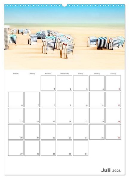 Produktbild: Strandbilder - K&uuml;nstlerische Impressionen von der Nordsee (Wandkalender 2026 DIN A2 hoch), CALVENDO Monatskalender