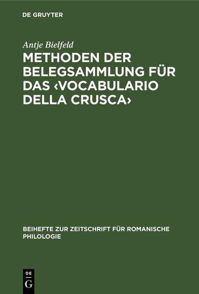 Produktbild: Methoden der Belegsammlung f&uuml;r das <Vocabulario della Crusca>