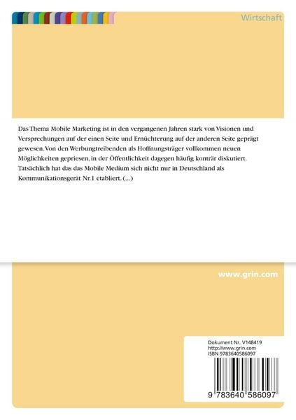 Produktbild: Mobile Marketing. Entwicklungsstand und Leistungsmerkmale