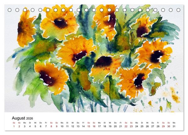 Produktbild: Bl&uuml;tenduft Aquarelle (Tischkalender 2026 DIN A5 quer), CALVENDO Monatskalender